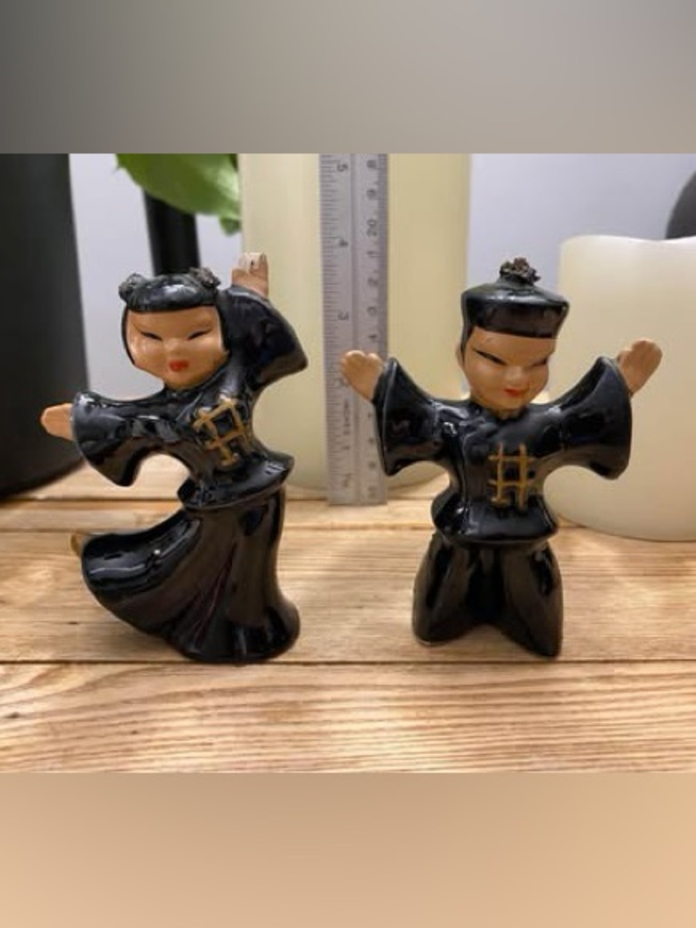 Vintage Mid-Century Asian Dancers Salt and Pepper Shakers Set Japan